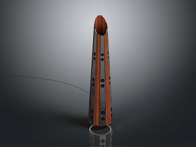 Modern Wooden Tower Audio Speaker with Sleek Design Speaker Holes and Circular Base 3d model