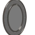Oval Decorative Mirror Reflecting Living Room Interior With Chandelier Dining Chairs Sofa Potted Plant And Window