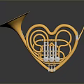 Golden Heart Shaped Horn with Shiny Surface on Dark Background