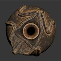 Ancient Handcrafted Clay Pot With Serpentine Carvings And Textured Brown Surface