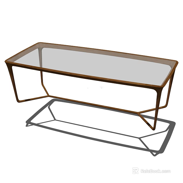 Modern Rectangular Coffee Table With Glass Top And Metal Frame 3d model 