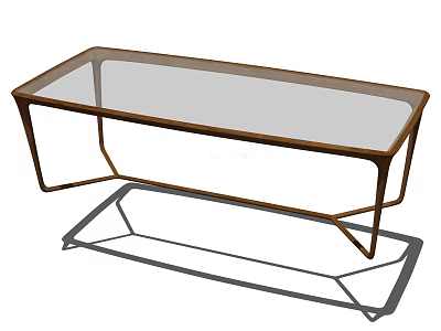 Modern Rectangular Coffee Table With Glass Top And Metal Frame 3d model