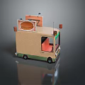 Mobile Hamburger Food Truck With Beige Exterior Green Accents And Window