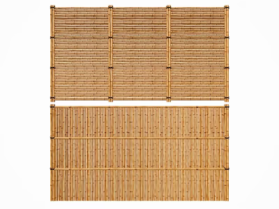 Bamboo Garden Fence With Natural Slats For Outdoor Privacy And Decoration 3d model