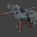 Sci Fi Mechanical Walker With Long Legs Red Accent Lines And Metallic Industrial Design