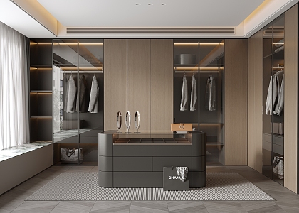 Modern Italian Cloakroom Wardrobe Island Table Glass Wardrobe Corner Wardrobe 3d model