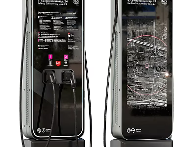 Modern Ground Installed Smart Kiosks With Map Display And Charging Interfaces 3d model