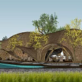 Curved Wooden Boutique Guesthouse Architecture With Arched Design And Outdoor Seating