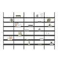 Modern Bookshelf with Multiple Shelves Books Picture Frames and Decorative Items 3d model