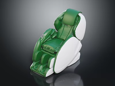 Comfortable Modern Green And White Massage Chair With Ergonomic Design And Soft Padding 3d model