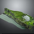 Natural Scenic Peninsula With Green Grassy Cliffs Coastal Waters And Small Inland Lake