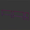 Red Metal Railings In Three Different Sizes On Dark Reflective Surface