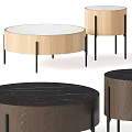 Modern Functional Round Table With Wooden Frame And Marble Top Design Options 3d model