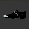 Black Leather Shoes with Silver Toe Caps and Metal Buckles Classic Design
