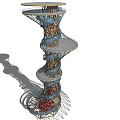Modern Spiral Tower With Layered Metal Frame And Unique Architectural Design 3d model
