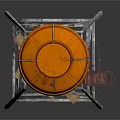 Orange Water Tower Structure With Metal Support Frame And Ladder