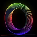 Vibrant 3D Typography Artwork With Illuminated Circular Rainbow Lines On Black Base