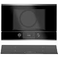 Kitchen Appliances Stainless Steel Double Door Refrigerator Black Built In Oven Microwave Range Hood