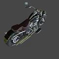 Black Cruiser Motorcycle With Classic Design Chrome Accents And Leather Seat