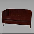 Stylish Red Upholstered Sofa With Curved Back And Wooden Legs Design