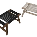 Modern Wooden Stools With Woven Seats In Light And Dark Colors For Home Decor