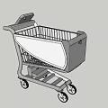 Commercial Equipment Shopping Cart With Metal Frame Storage Basket Bottom Shelf And Wheels