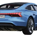 Blue Audi Electric Sedan With Sleek Body Modern Design And LED Headlights