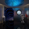 Modern clock-in hall net red clock-in hall 3d model