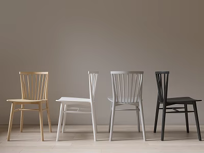 Modern Single Chairs with Minimalist Design Multiple Colors Light Wood White Gray and Black 3d model