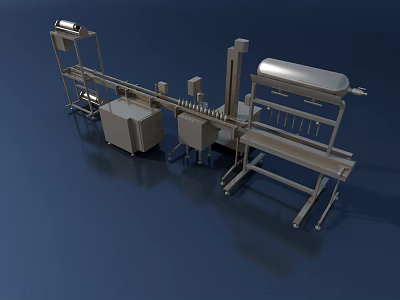 Automated Industrial Equipment Production Line With Conveyor Belt And Machinery 3d model