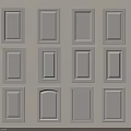 Gray Cabinet Doors In Various Styles Arranged On A Wall 3d model