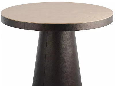 Round Modern Dining Table With Light Wood Top And Dark Conical Base 3d model