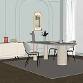 Elegant Modern Dining Table Set With White Chairs And Decorative Elements 3d model