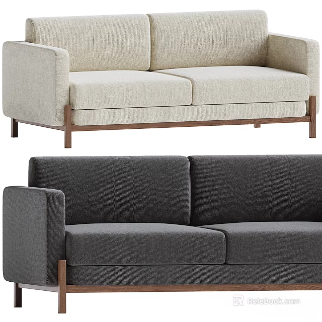 Modern Light and Dark Colored Fabric Sofas With Wooden Legs And Comfortable Seats 3d model 