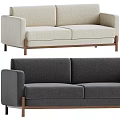 Modern Light and Dark Colored Fabric Sofas With Wooden Legs And Comfortable Seats 3d model