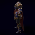 Game and Movie Character Wearing Ornate Golden Accented Armor With Chest Gemstone and Red Cape