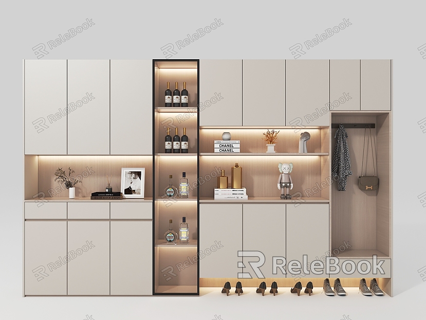 Cream Style Wine Cabinet Shoe Cabinet Combination model