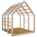 Modern Corridor Frame Courtyard Wooden Tent Rack 3d model