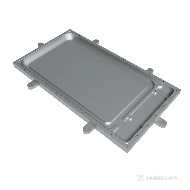 Silver Metal Rectangular Panel With Bolt Holes And Smooth Surface For Industrial Use 3d model