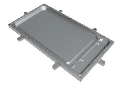 Silver Metal Rectangular Panel With Bolt Holes And Smooth Surface For Industrial Use 3d model