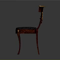 Classic Wooden Dining Chair with Gold Accents Eagle Head Motif and Blue Polka Dot Seat