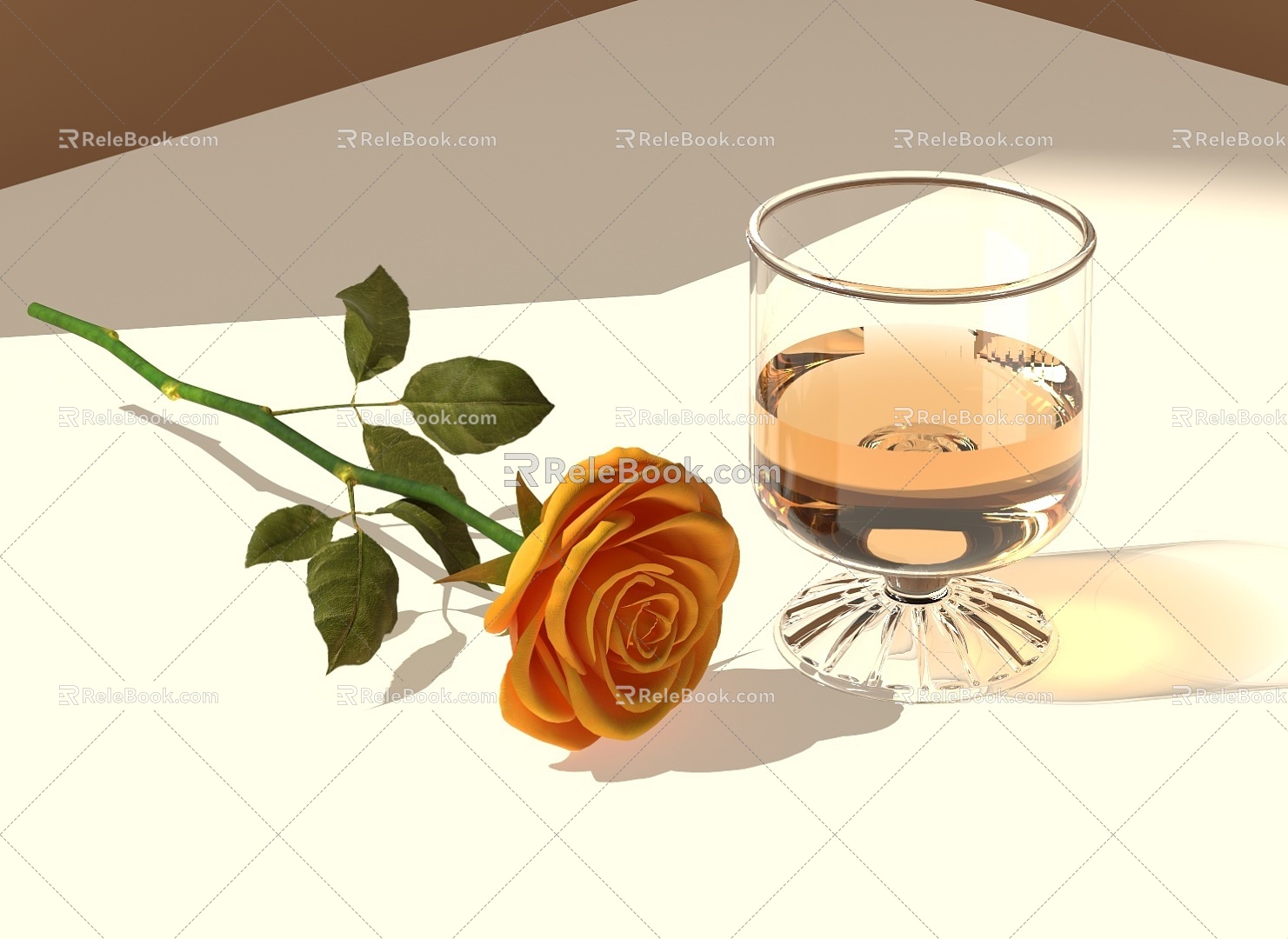 Green Tea Glass Short Foot Red Wine Glass Rose 3d model