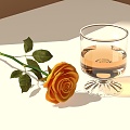 Green Tea Glass Short Foot Red Wine Glass Rose 3d model