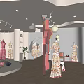 Traditional Cheongsam Clothing Store with Modern Elegant Interior and Mannequin Display Area