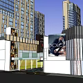 Modern Urban Commercial Complex With Glass Facade Retail consistent And Surrounding High Rise Buildings