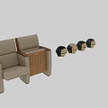 Beige Leisure Chairs with Wooden Armrests Perforated Panel and Red Foot Pads