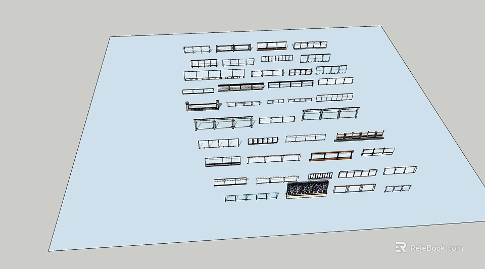 Various Fence Designs With Different Styles and Structural Options for Outdoor Spaces 3d model 