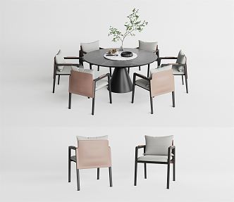 Modern Dining Table and Chair Combination 3d model