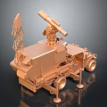 Military Vehicle 3D Model Featuring Antenna Structure And Launcher On Wheels