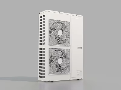 White Modern Air Conditioner Outdoor Unit With Dual Fans Sleek Grille Vertical Design 3d model